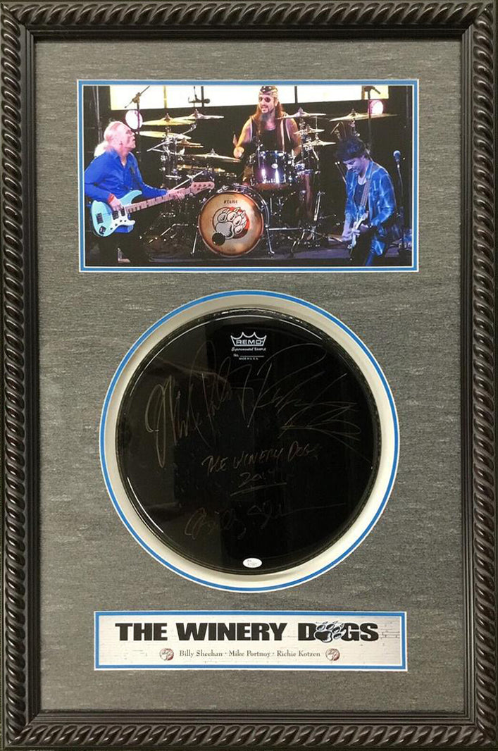 MIKE PORTNOY BILLEY SHEEHAN RICHIE KOTZEN Winery Dogs Band Signed Drum Head