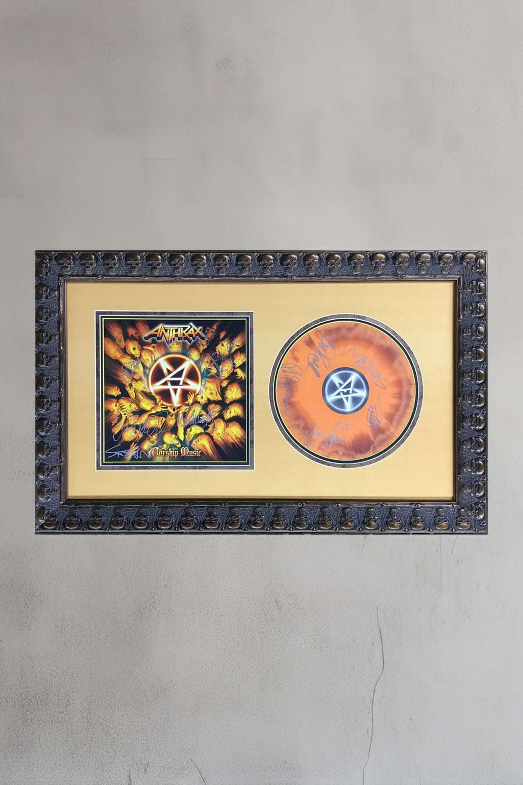 ANTHRAX Band Signed x2 Album Cover and Record Worship Music