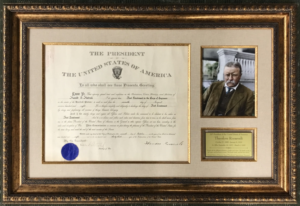 President Theodore Roosevelt Signed Appointment Document
