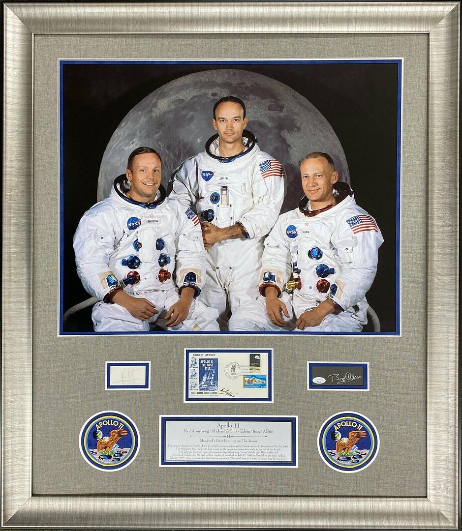 Apollo 11 Signed Crew Display Armstrong Collins Aldrin