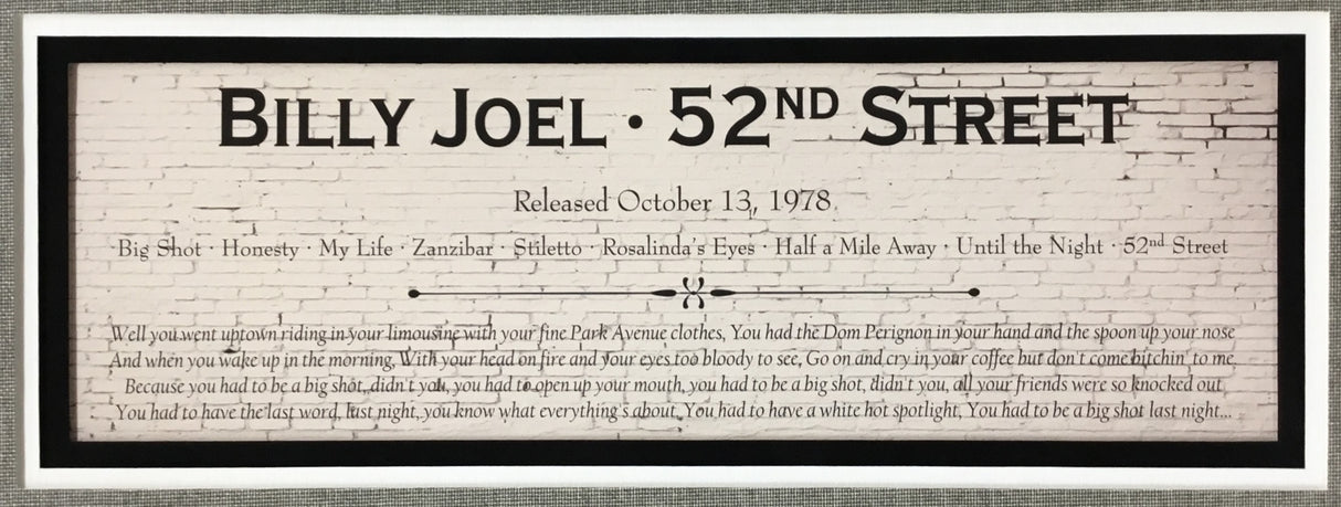 Billy Joel 52nd Street Signed Record Cover