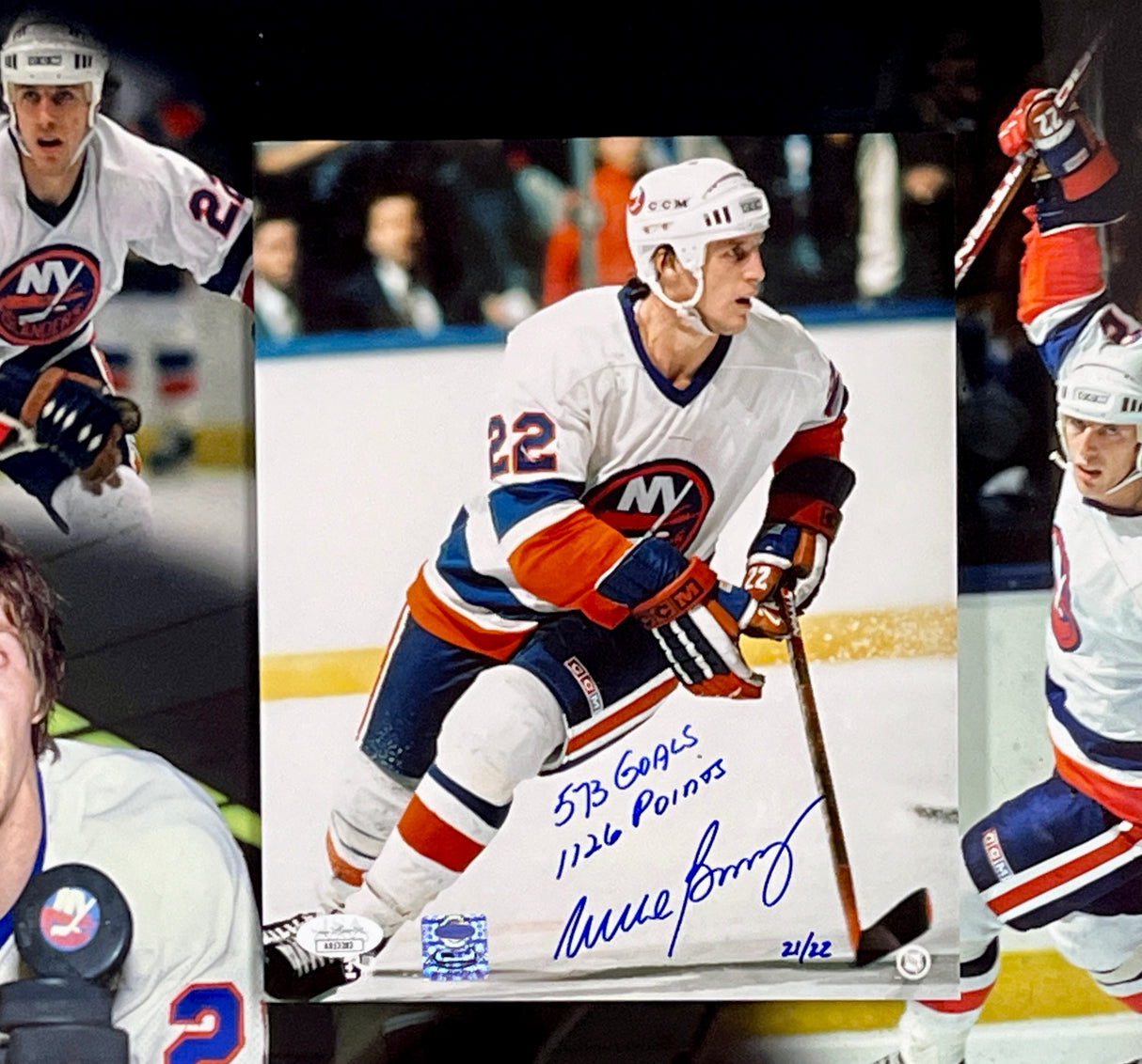 Mike Bossy signed Goals/Points 8x10 photo