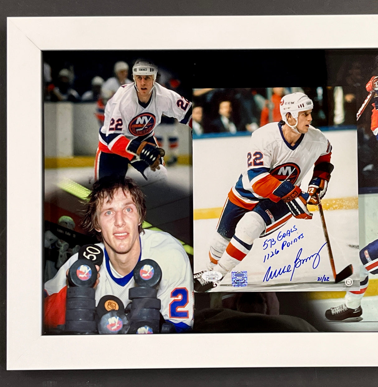 Mike Bossy signed Goals/Points 8x10 photo