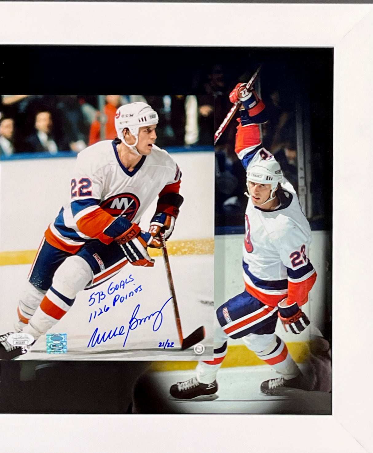 Mike Bossy signed Goals/Points 8x10 photo
