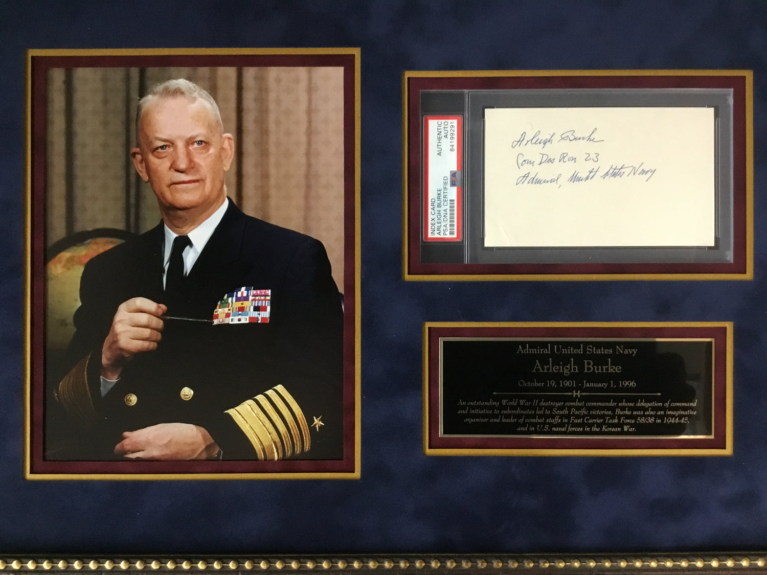 Arleigh Burke-WWII Admiral signed cut