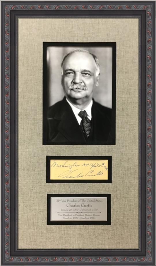 Charles Curtis Vice President to Herbert Hoover Cut Signature