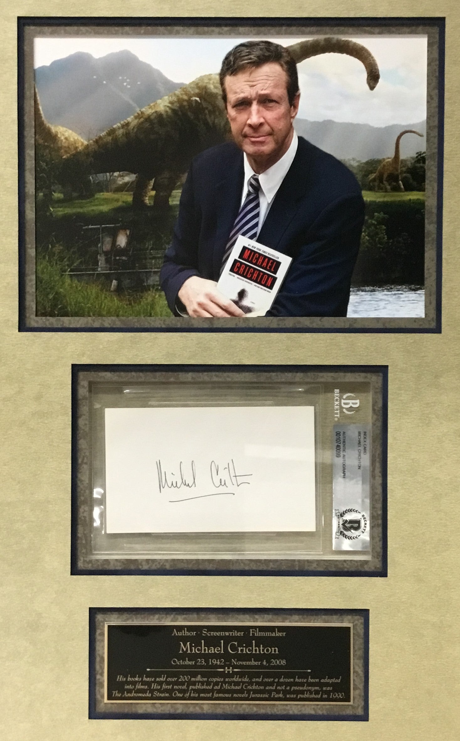 Michael Crichton-Jurassic Park signed cut