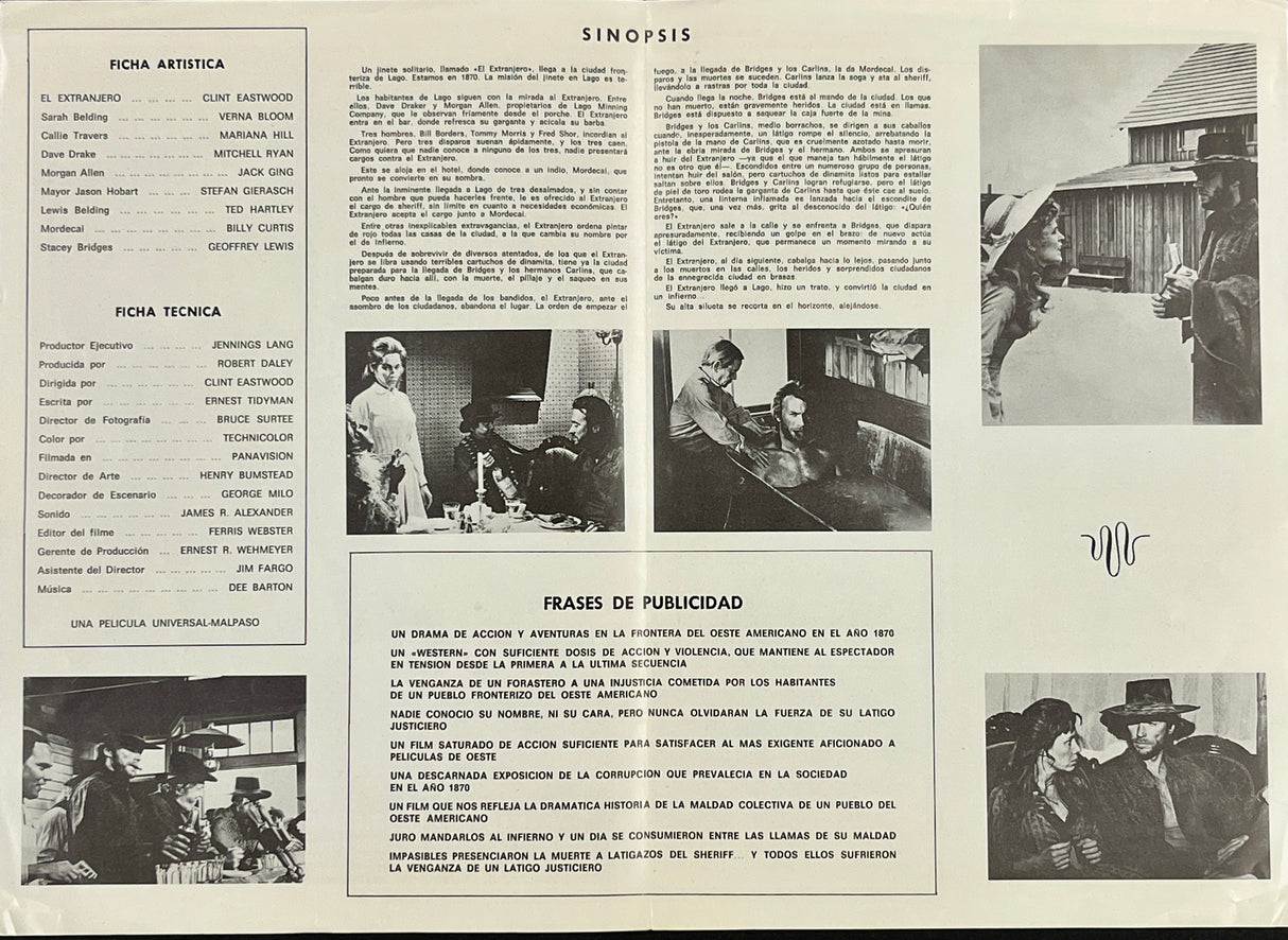 Clint Eastwood signed "Infierno De Cobardes" Original Movie Poster