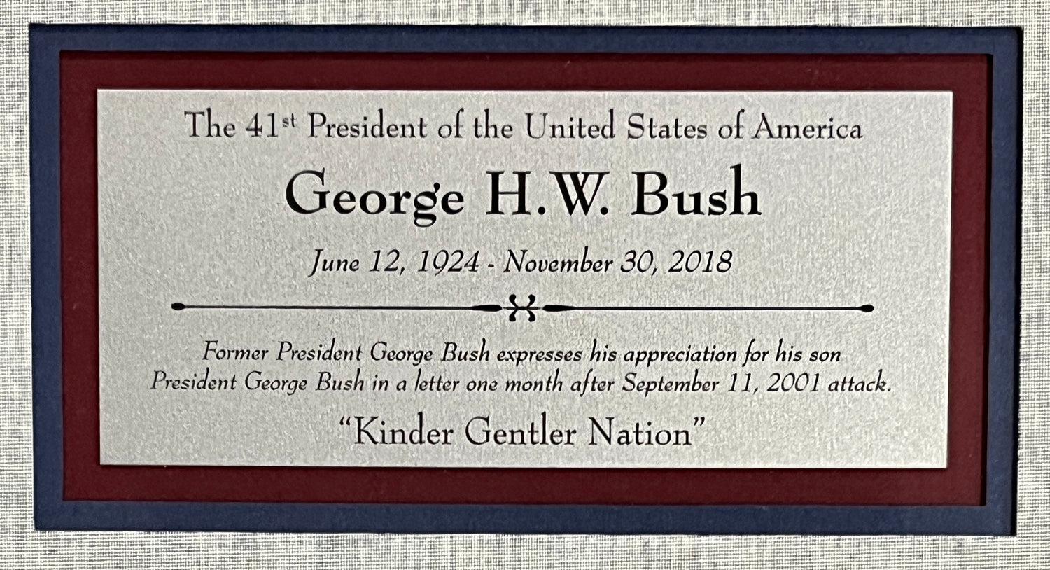 President George H.W. Bush signed letter w/9-11 content