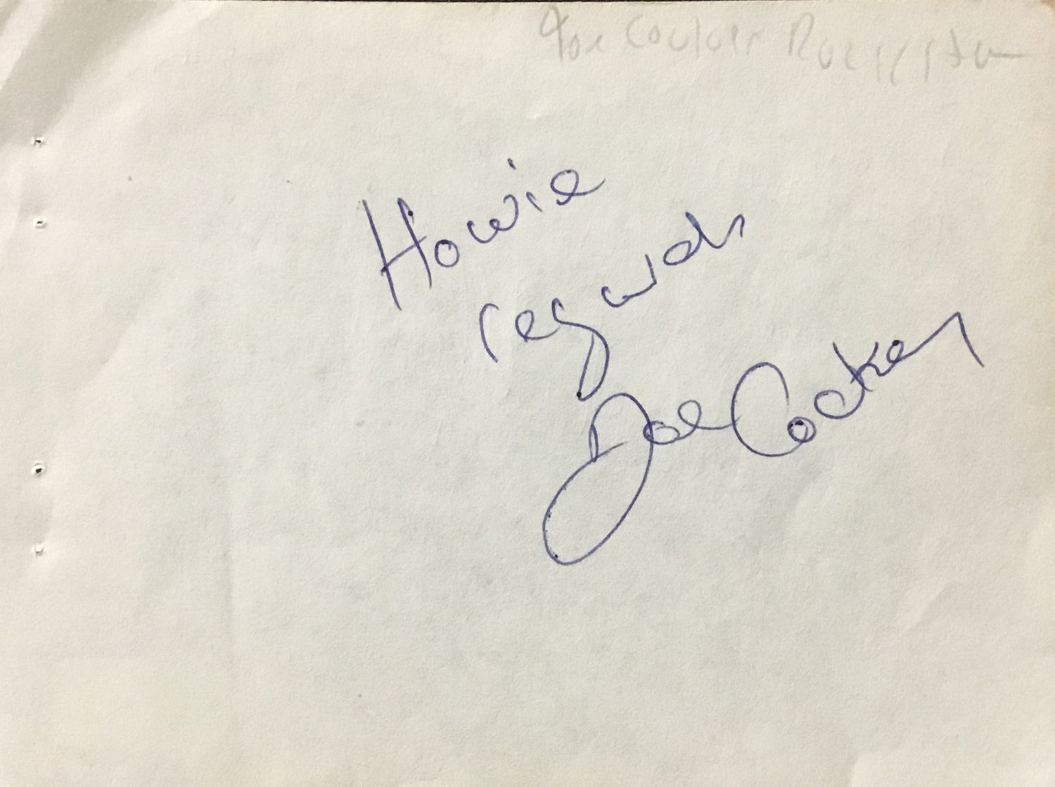 Joe Cocker Black & White Signed Cut