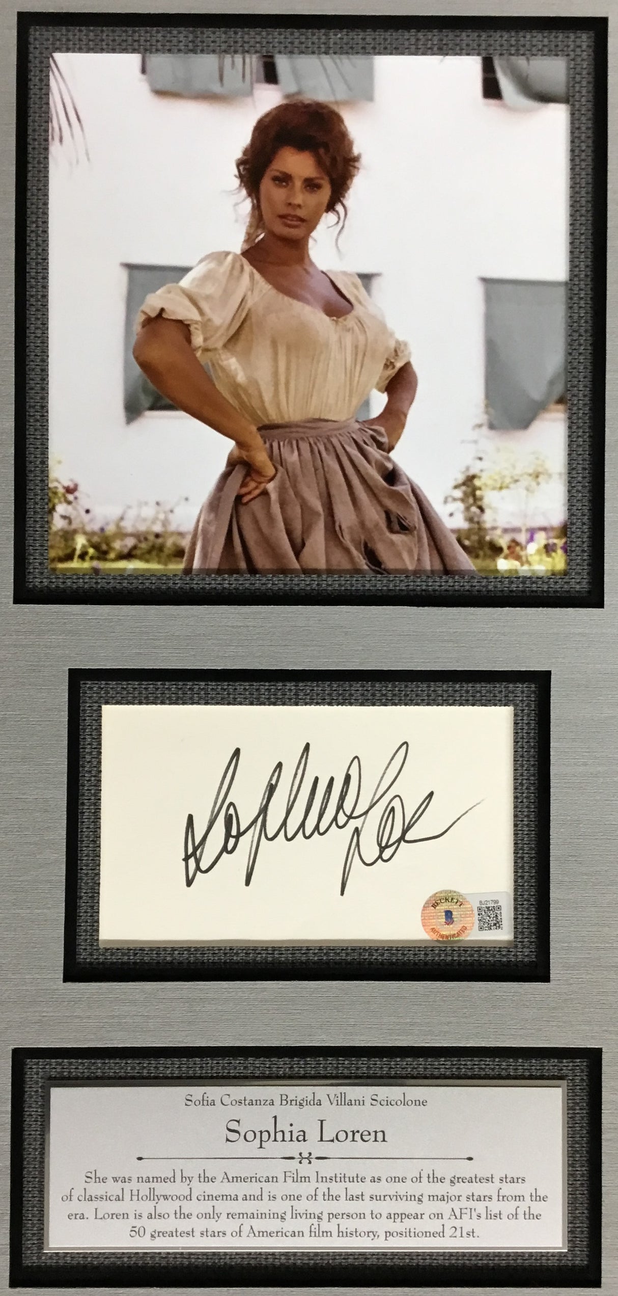 Sophia Loren signed cut