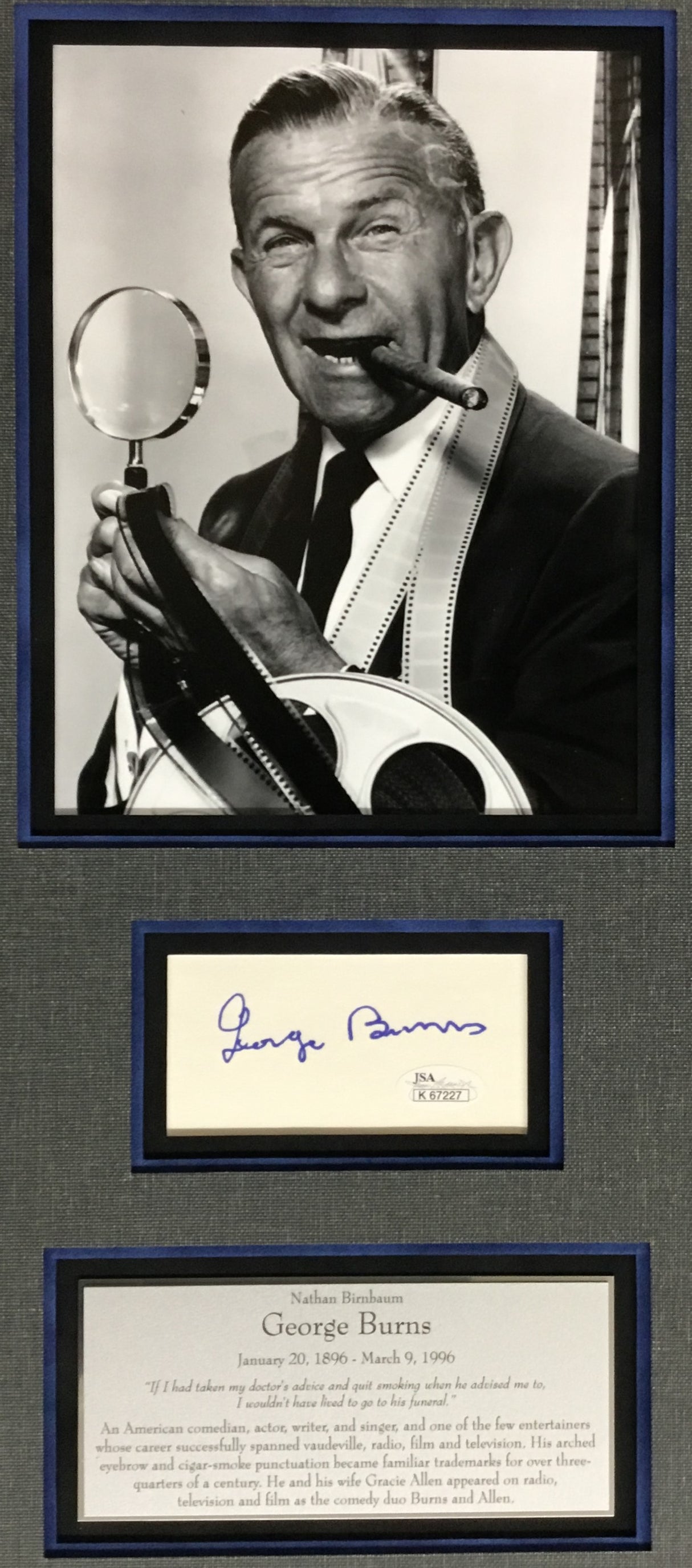George Burns-Comedian signed cut