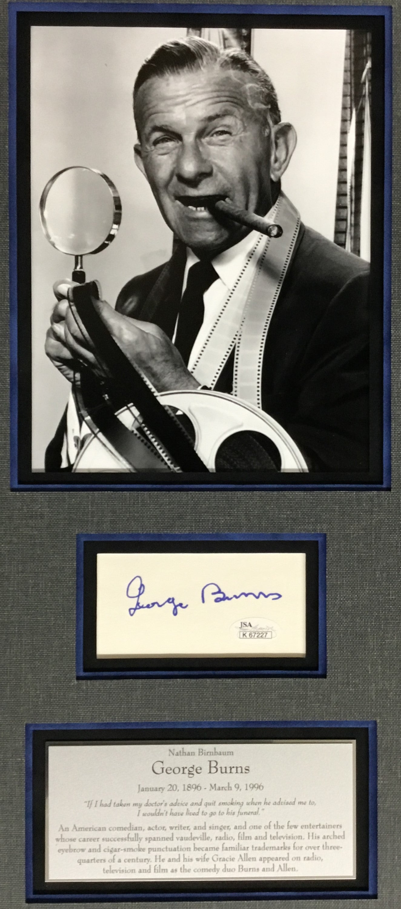 George Burns-Comedian signed cut