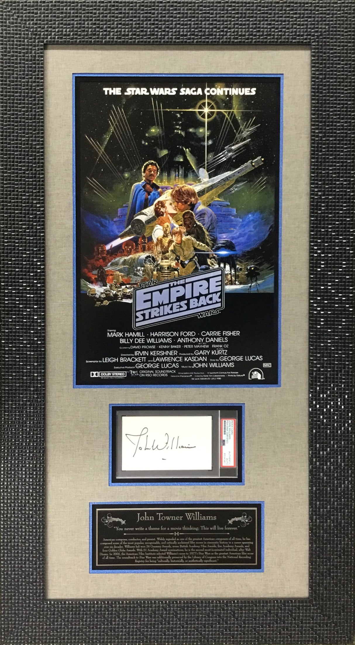 John Williams Composer Signed Empire Strikes Back Star Wars Signed Display
