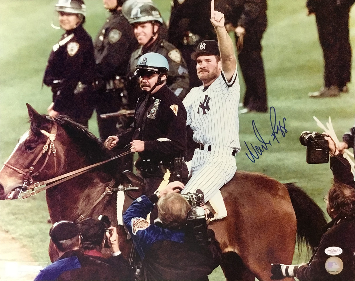 Wade Boggs on NYPD horse signed 16x20 photo