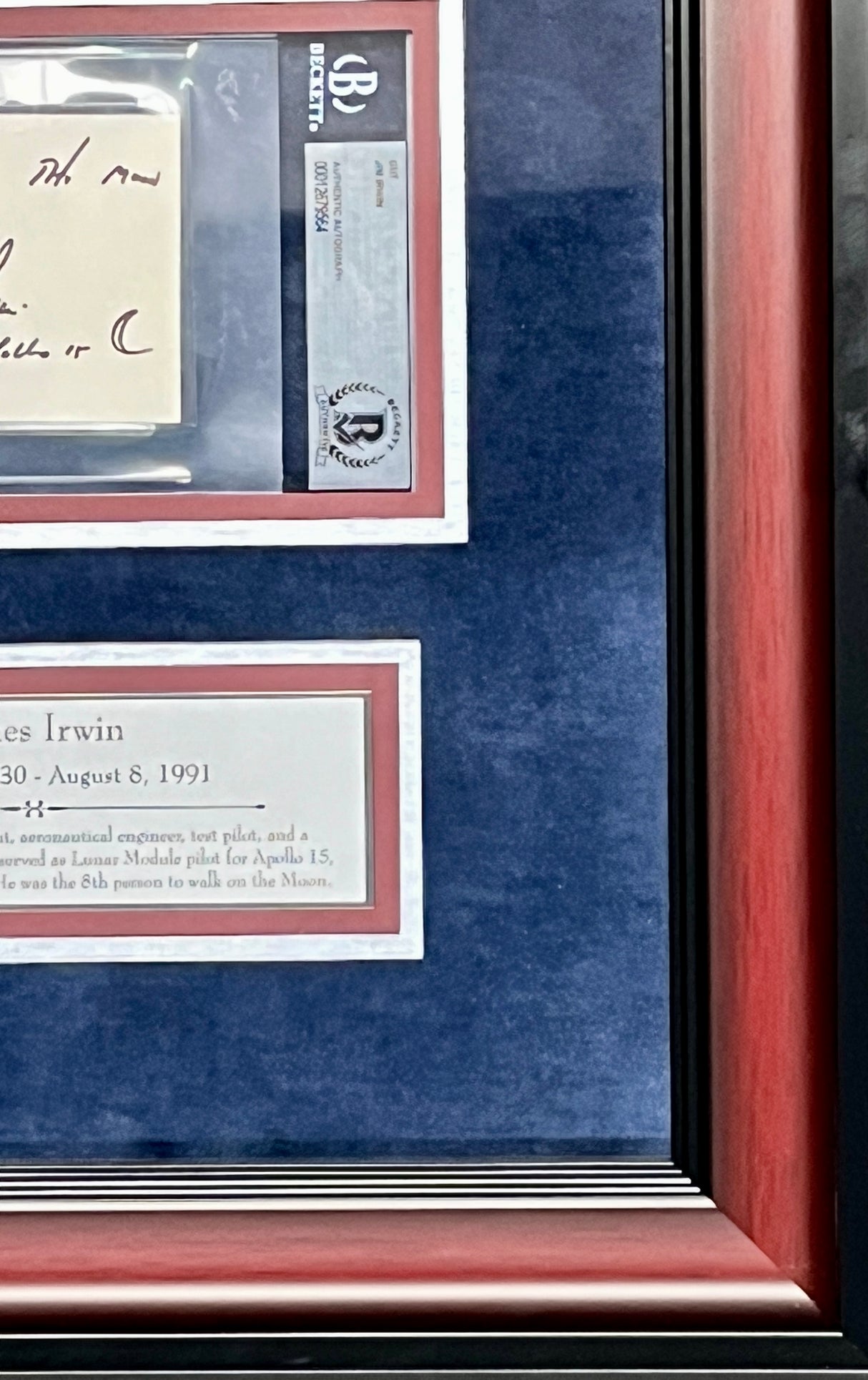 Jim Irwin d.1991 signed cut display