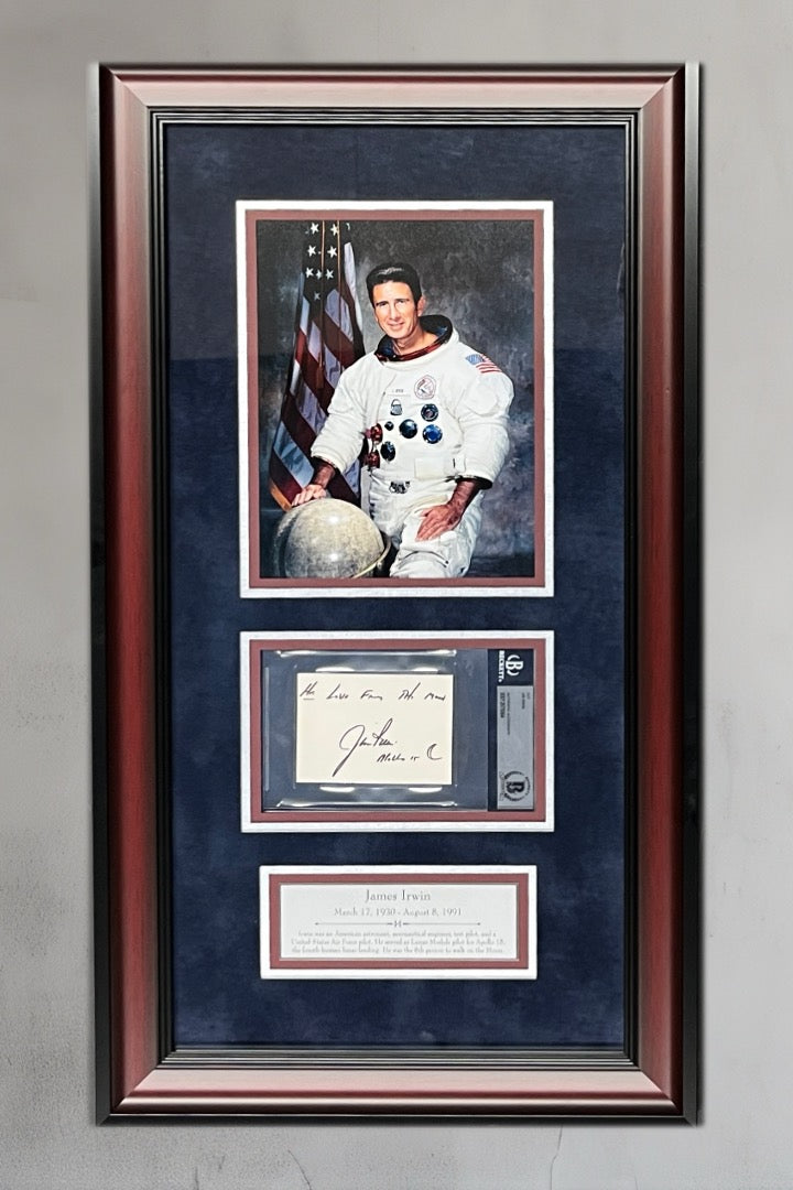 Jim Irwin d.1991 signed cut display
