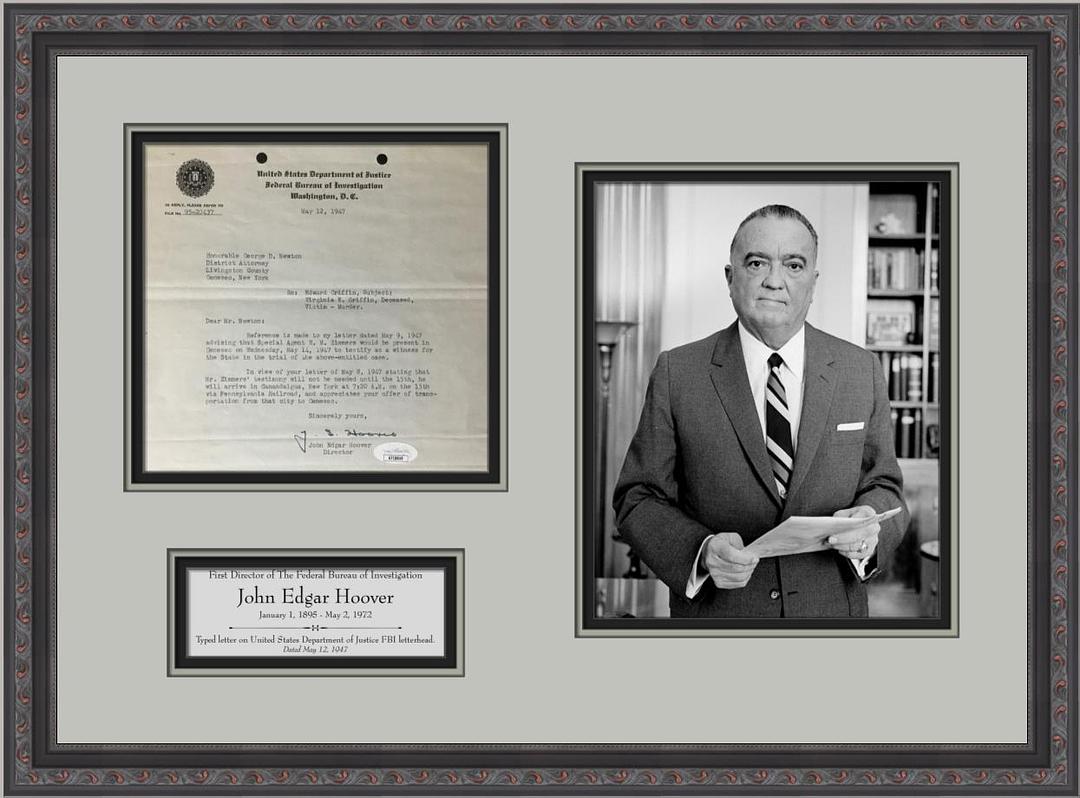 John Edgar Hoover 1st FBI Director Signed Original 1947 Letter