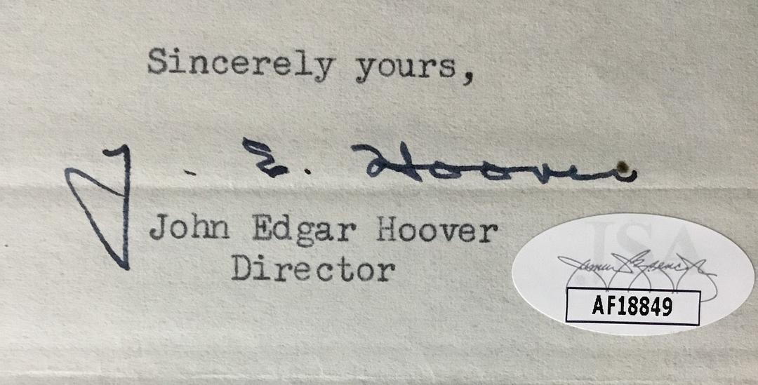 John Edgar Hoover 1st FBI Director Signed Original 1947 Letter