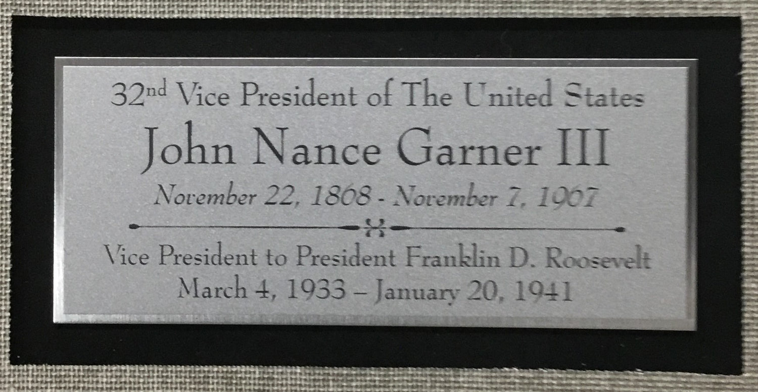 John Garner Signed Vice President to Franklin Roosevelt Cut Signature