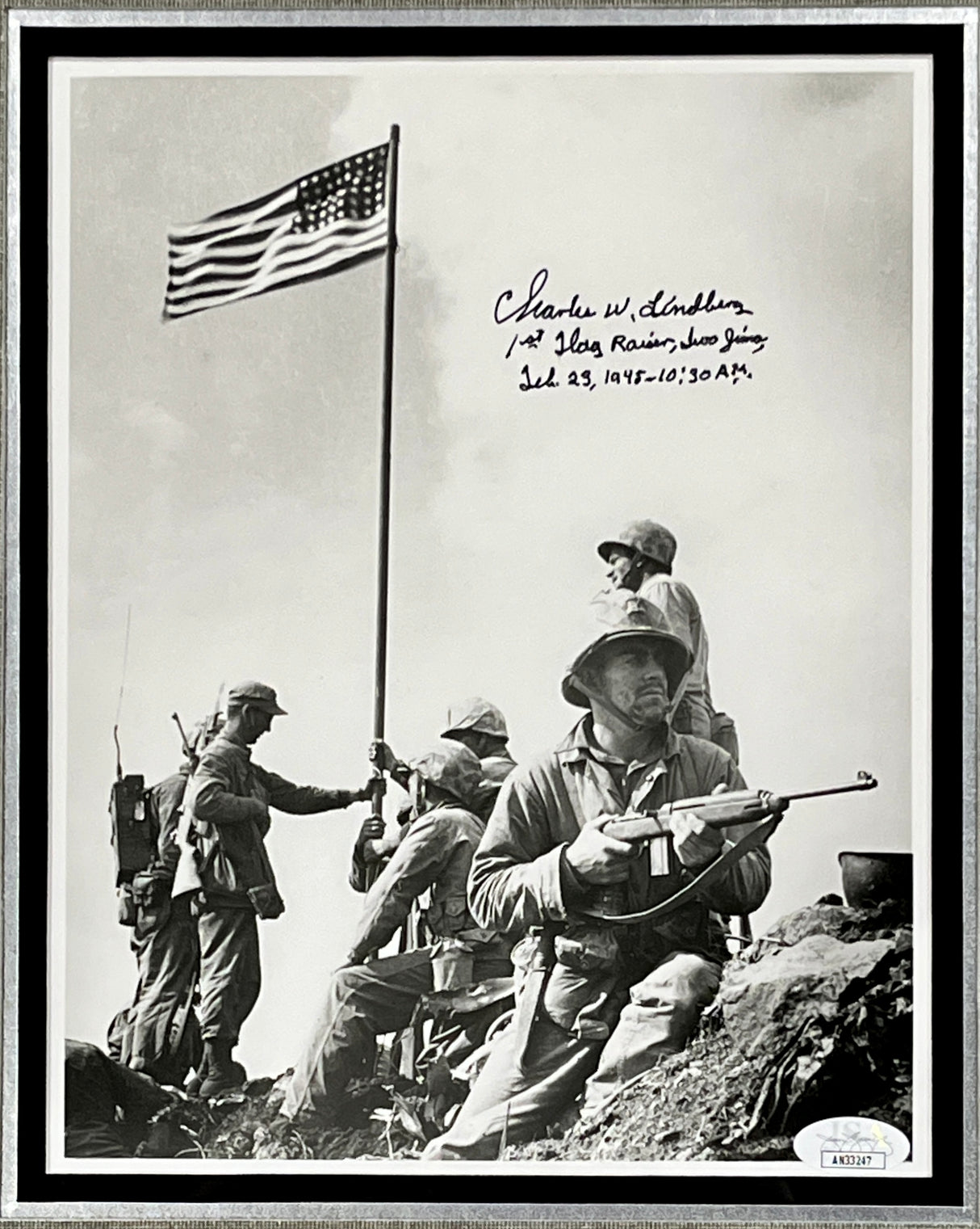 Charles W. Lindberg-Iwo Jima Flag Raiser signed photo