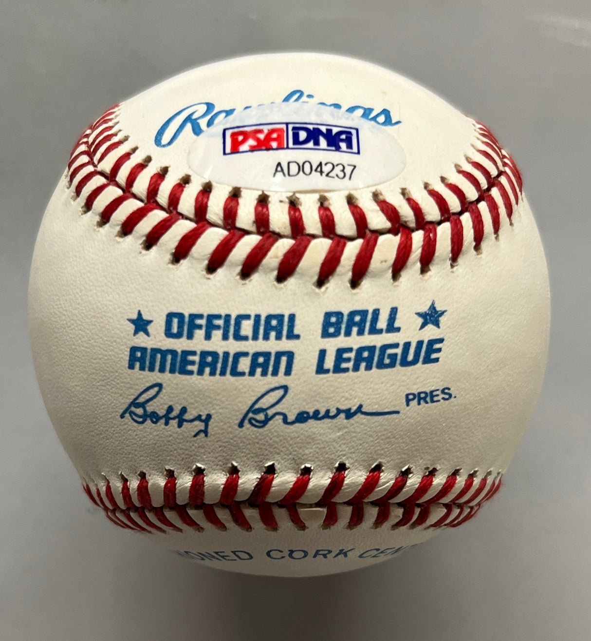 Mickey Mantle signed A.L. Baseball-PSA 8.5