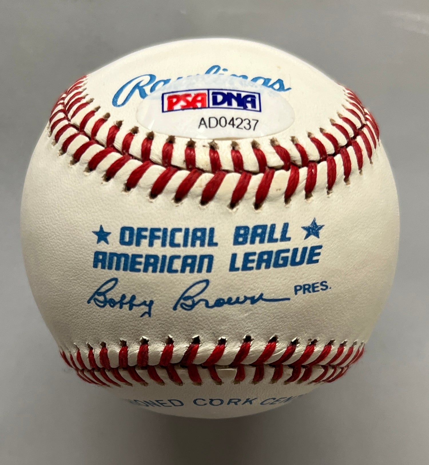 Mickey Mantle signed A.L. Baseball-PSA 8.5