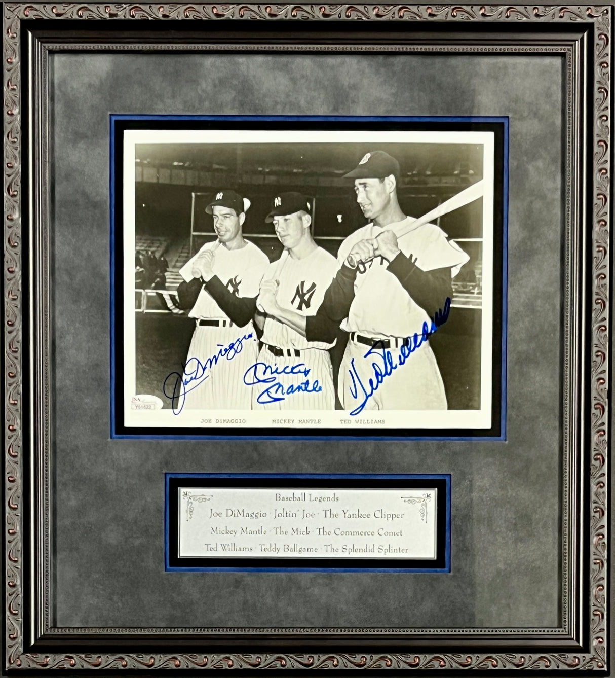 Mantle, DiMaggio, Williams signed photo