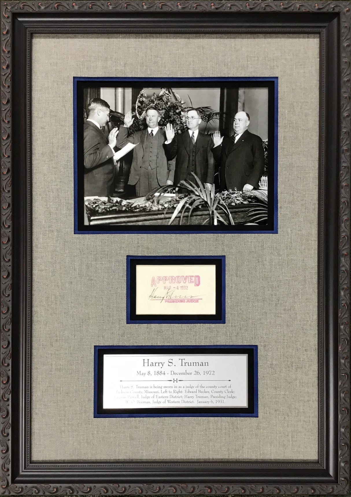 President Harry S Truman Signed 1932 Document