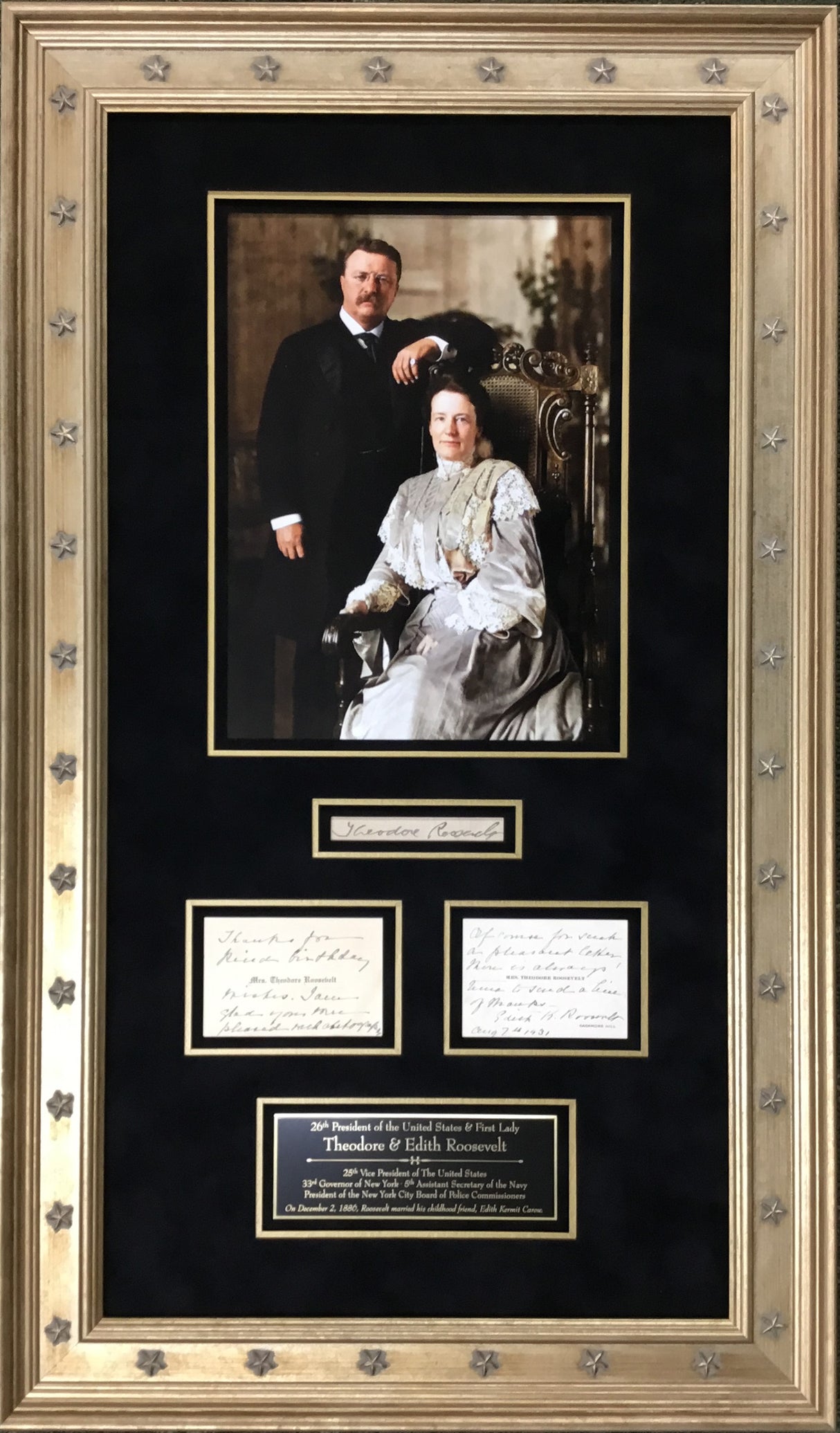 President Theodore & Edith Roosevelt Signed Cut Signature