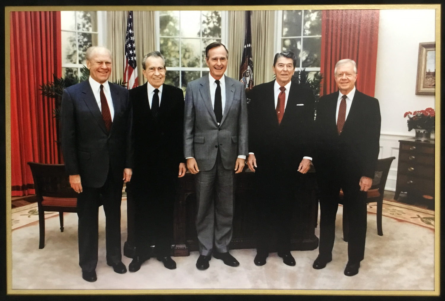 U.S. Presidents-Reagan, Nixon, Ford, Carter, Bush signed display