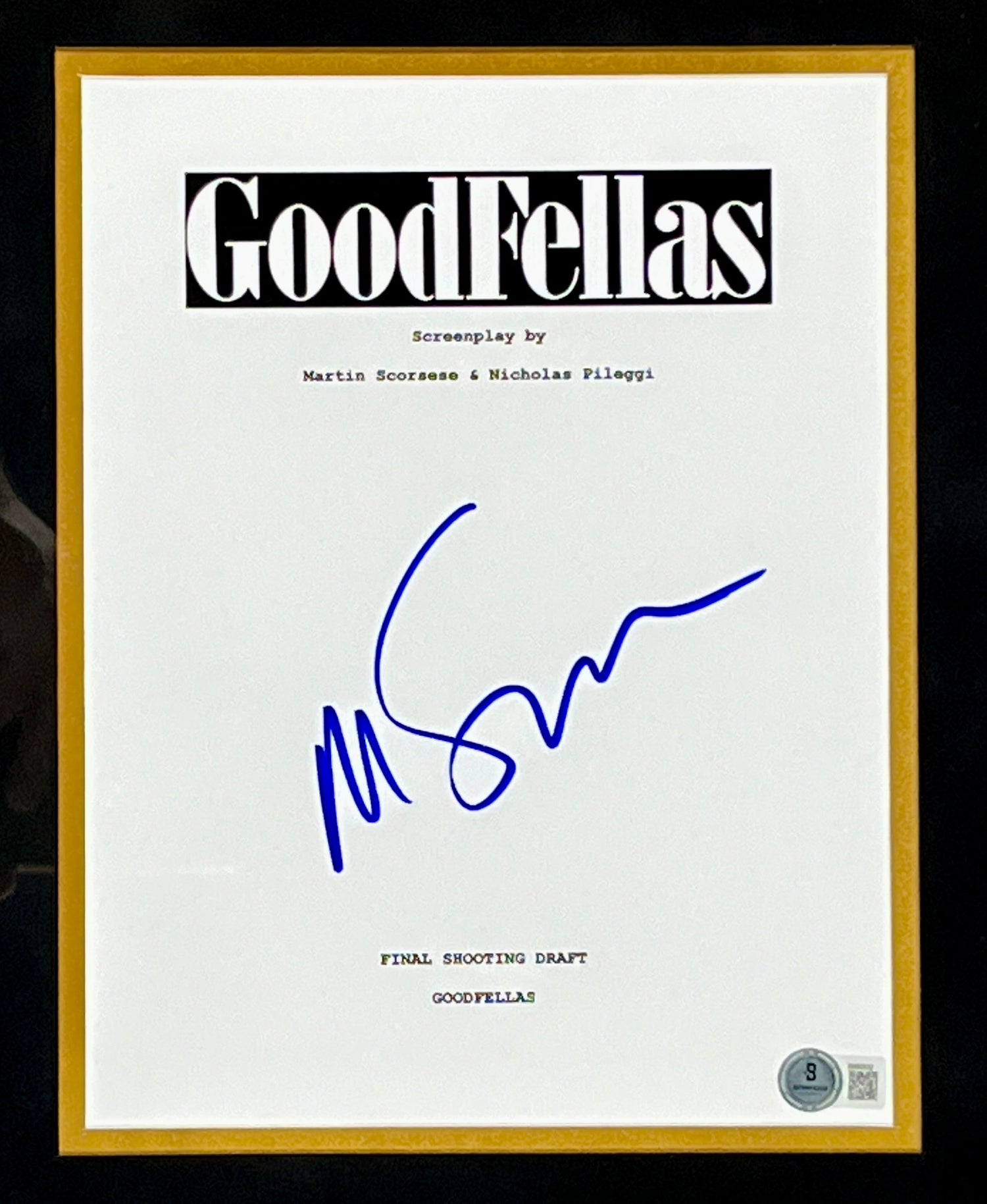 Martin Scorsese signed Goodfella's Script cover