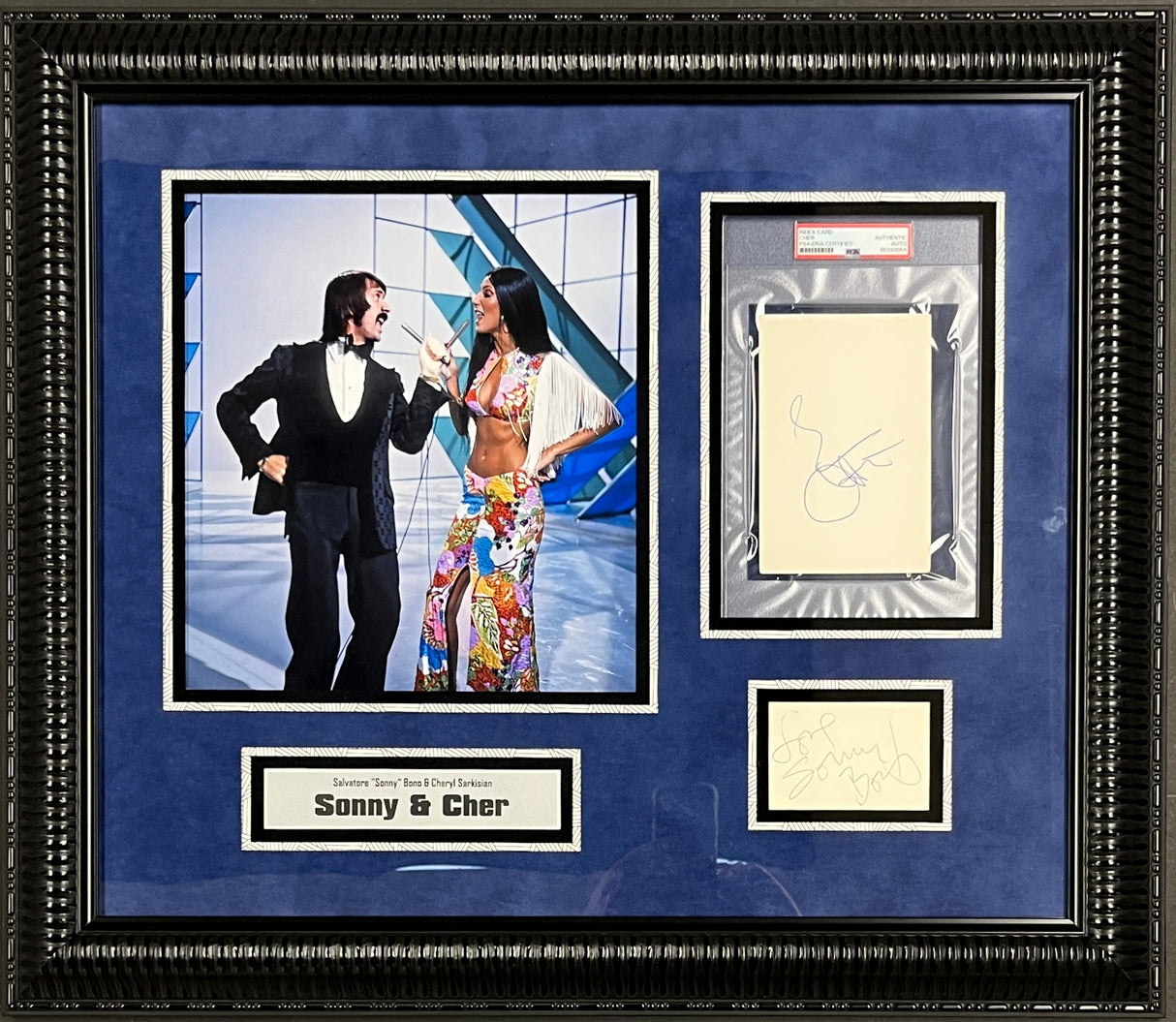 Sonny & Cher signed cuts custom framed display-PSA/JSA