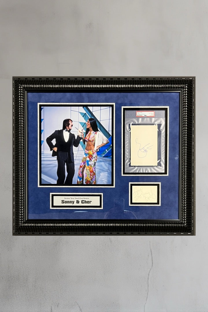 Sonny & Cher signed cuts custom framed display-PSA/JSA
