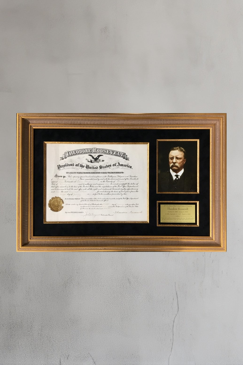 President Theodore Roosevelt Signed Appointment Document