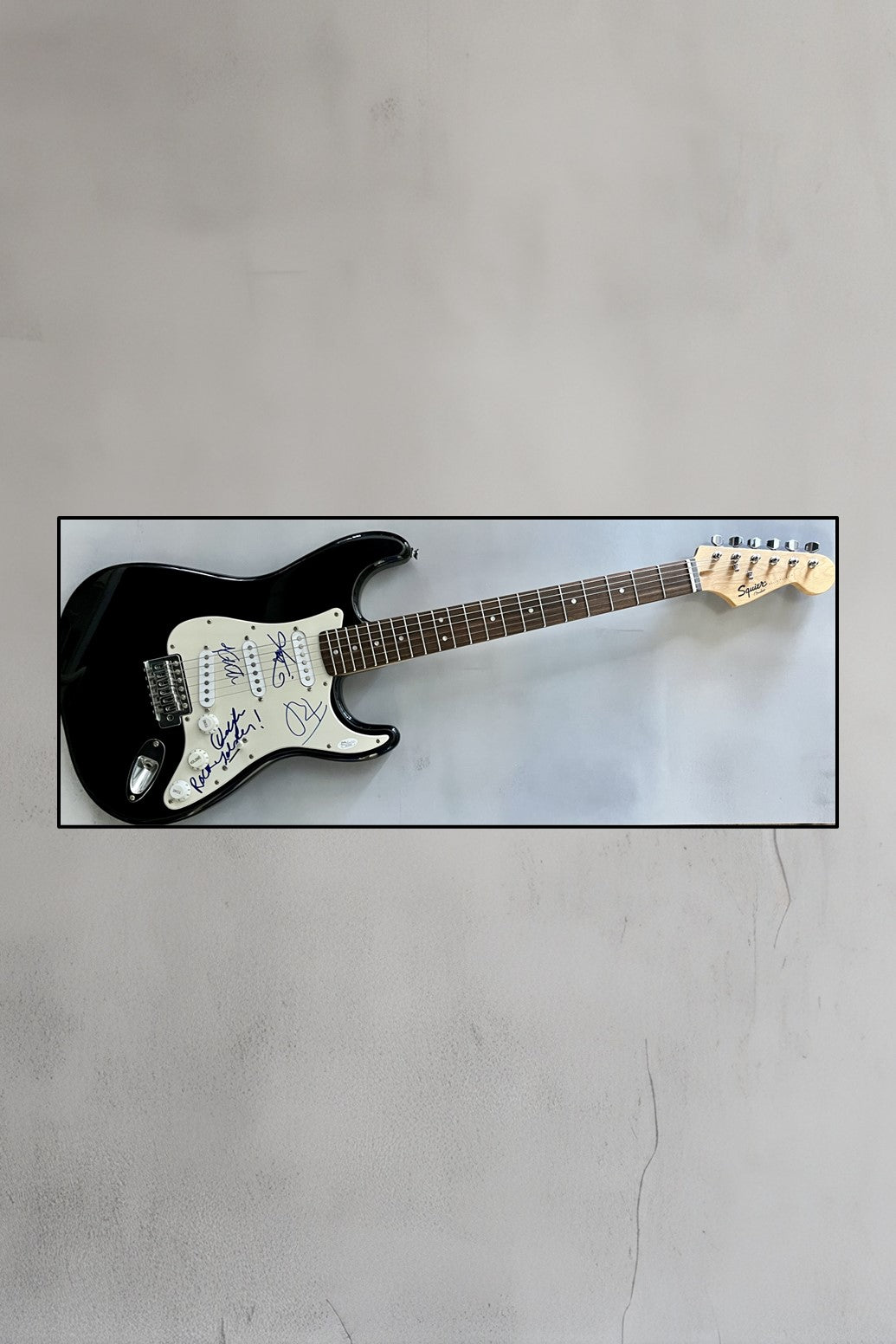 The B-52's full group signed "Rock Lobster" Fender guitar