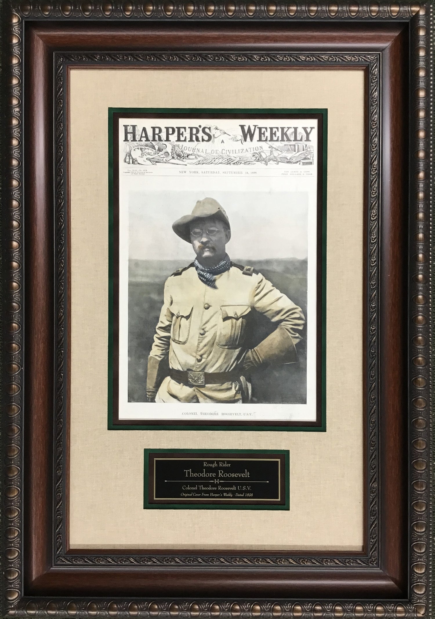 Theodore Roosevelt Original 1898 Cover Harper's Weekly Rough Rider