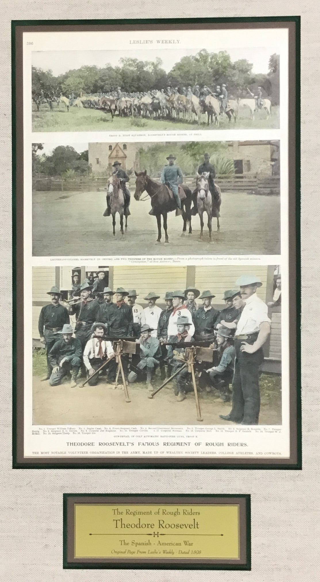 Theodore Roosevelt Original 1898 Leslie's Weekly Rough Riders