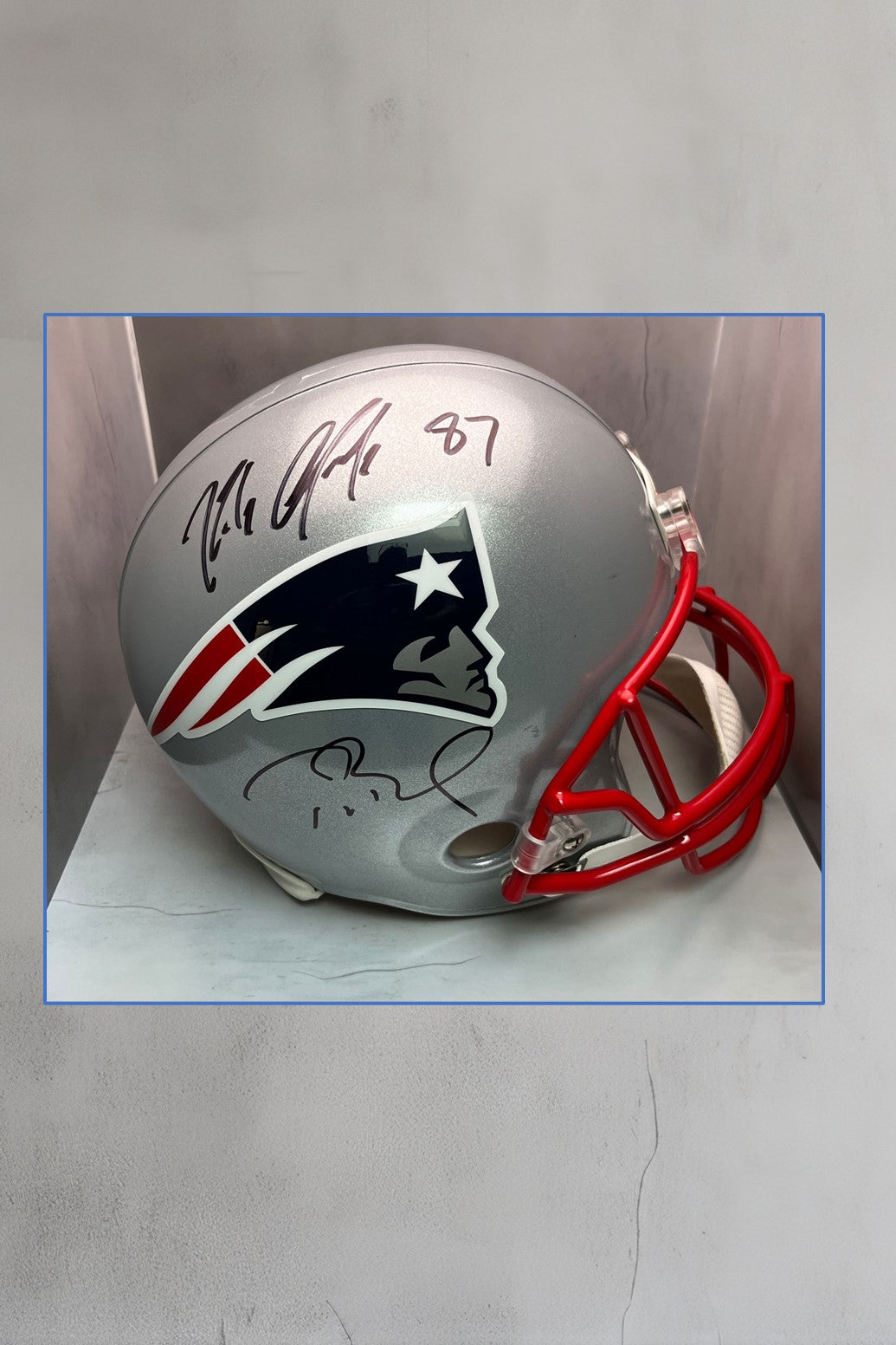 Tom Brady/Rob Gronkowski-Patriots signed full size helmet-Beckett/TriStar