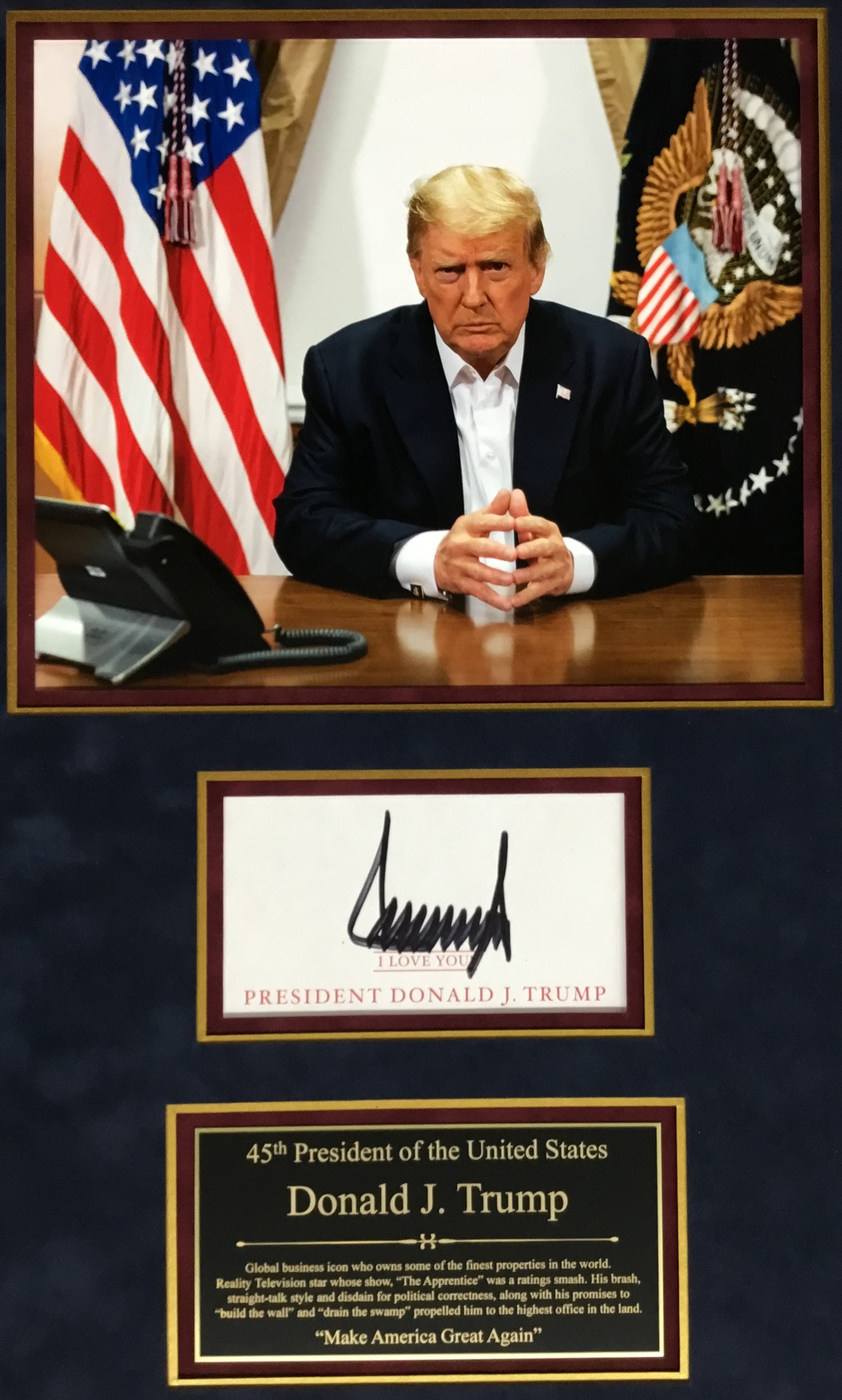Donald J Trump signed cut signed display