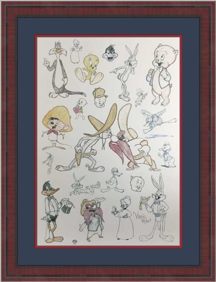 Virgil Ross Signed Looney Tunes Bugs Bunny Custom Framed Print