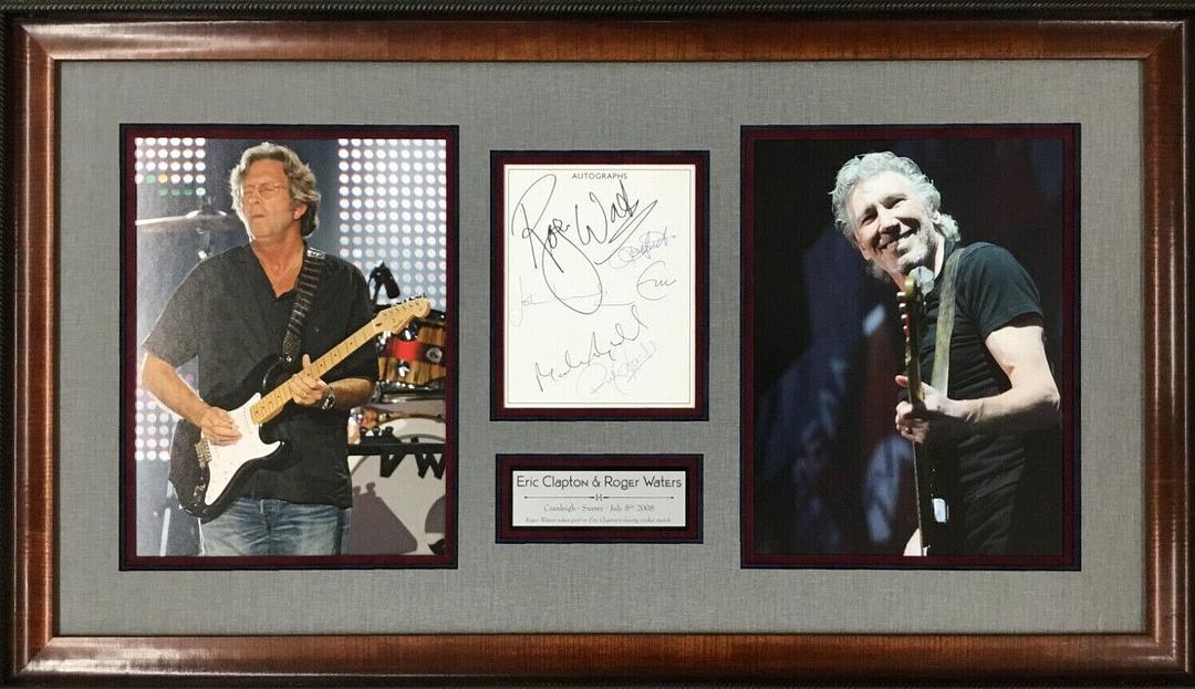 Eric Clapton and Roger Waters Signed Cricket Card