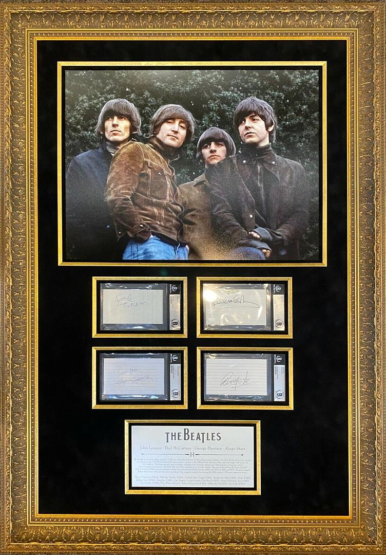 The Beatles Group Signed Slabbed Signature Cards