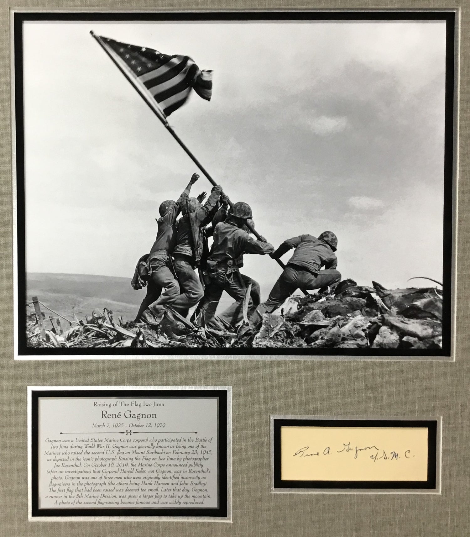 Rene Gagnon-Iwo Jima Flag Raiser signed cut
