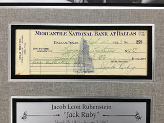 Jack Ruby Signed Check Display Shooting Lee Harvey Oswald