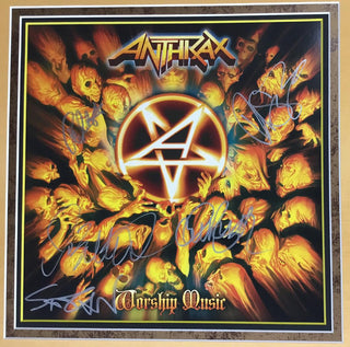 ANTHRAX Band Signed x2 Album Cover and Record Worship Music