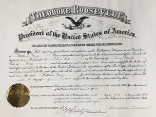 President Theodore Roosevelt Signed Postmaster Appointment Document