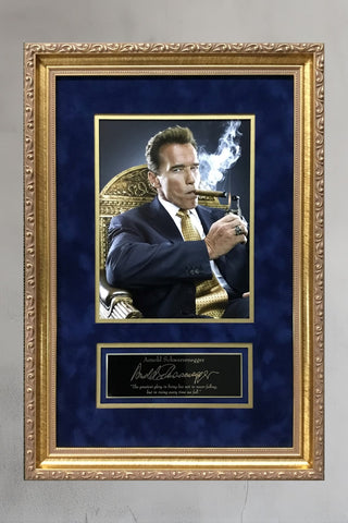 Arnold Schwarzenegger Cigar Laser Engraved Signature Series Photo