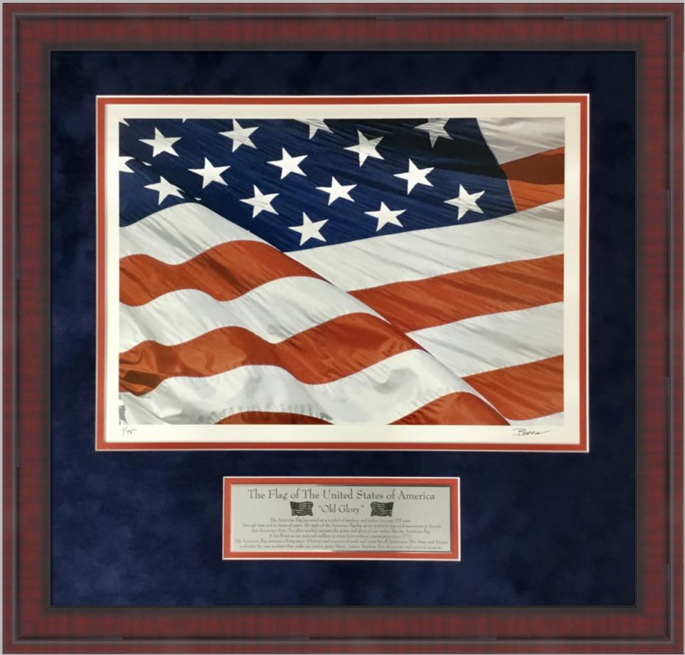 Brent Wickes Signed Limited Edition Old Glory The American Flag Litho