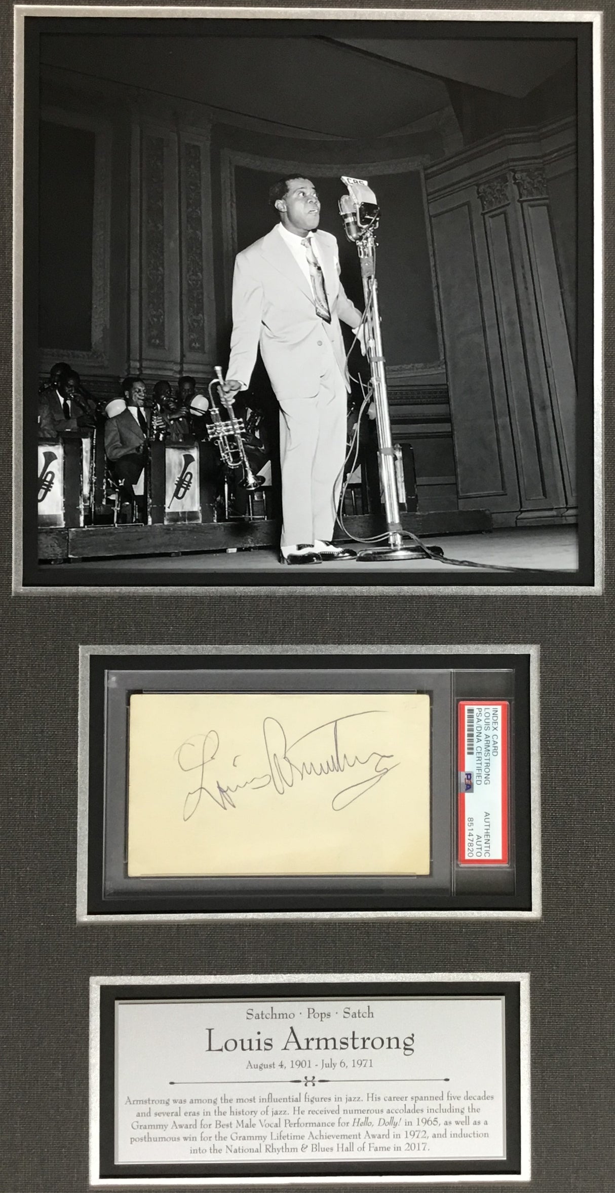 Louie Armstrong-Jazz legend signed cut signature